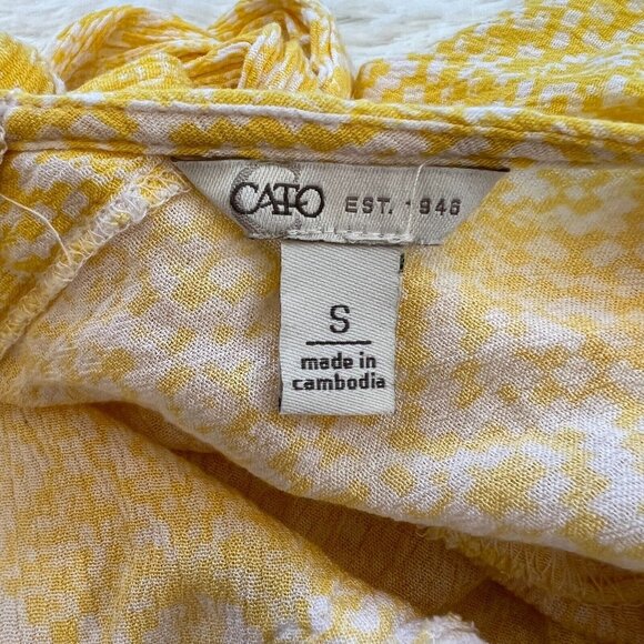 Cato Top Womens Small Yellow Lace Open Back Bow Boho Beach Romantic Crepe 13049 - Picture 3 of 7